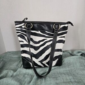 Mondo Zebra Print Womens Purse Shoulder Bag Top Zip